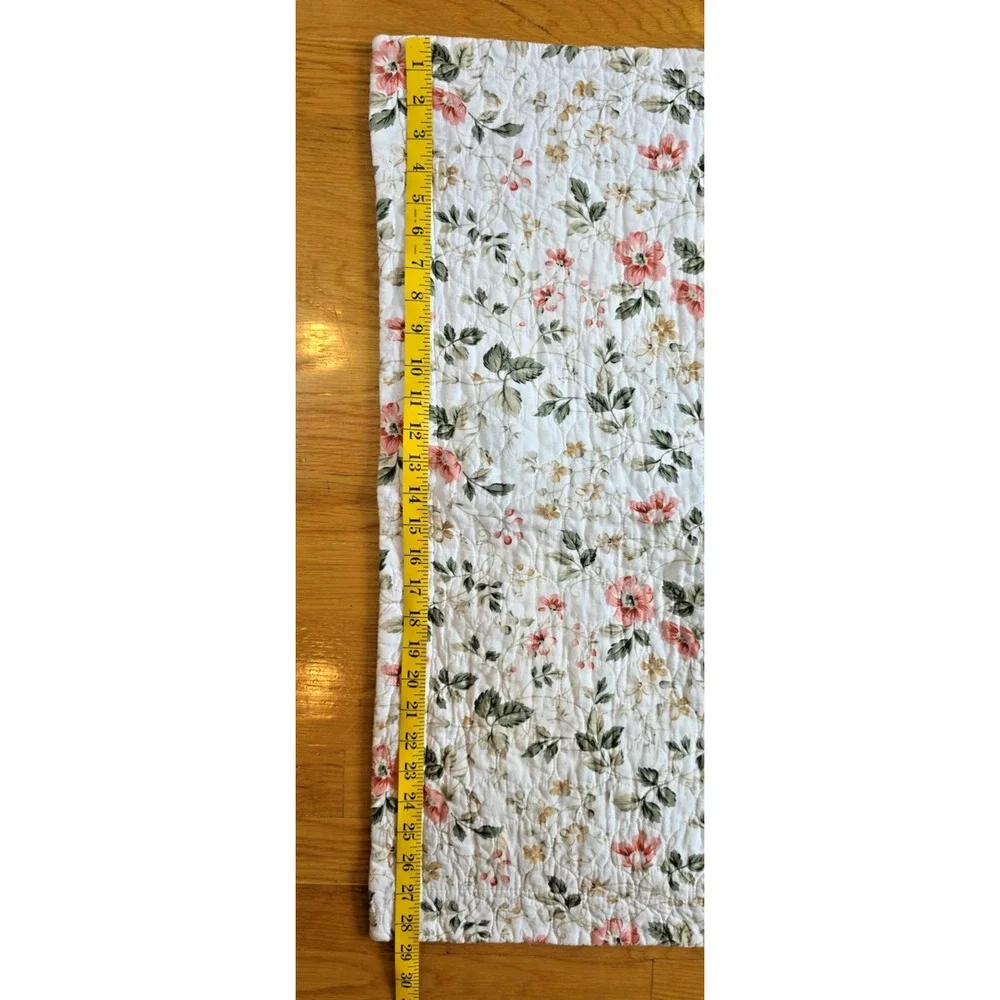 Laura Ashley VTG Quilted Shams Pink Yellow Green Gingham Floral Cottage Set